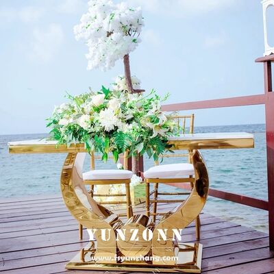 Goede prijs Luxe modern roestvrij staal gouden tafels voor bruiloft bruidsdecor hotelmeubelen online
