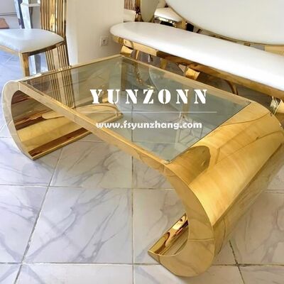 Goede prijs Ovale salontafel voor woonkamer roestvrij staal met gouden spiegel elegant eigentijds design online