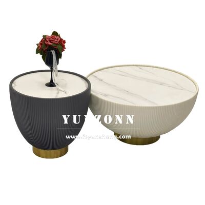 Goede prijs Hot Sale Witte Ronde Salontafel met Steenplaat Design voor Woonkamer of Hotelgebruik online