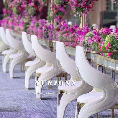 Goede prijs Moderne creatieve design Eetstoel van roestvrij staal met stof voor hotel bruiloft restaurant buitenzaal gebruik online