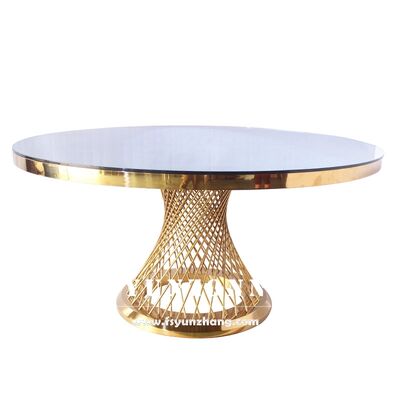 Goede prijs Luxe Meubel Evenement Feest Goud Roestvrij Staal Glas Visnet Ronde Feestzaal Tafels voor Bruiloft online