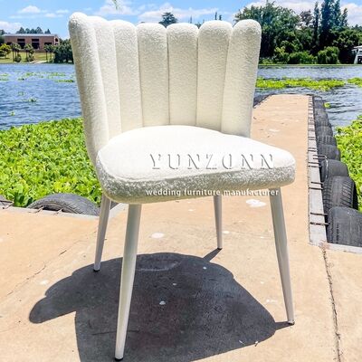 Goede prijs Groothandel Witte Teddy Fluweel Lounge Stoel Elegante Roestvrij Stalen Bruiloft Evenement Decoratie voor Hotels online