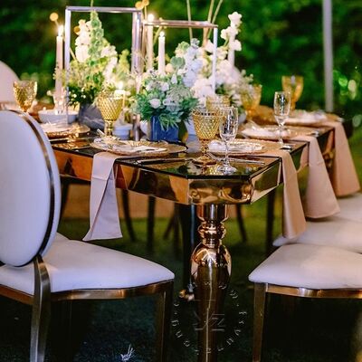 Goede prijs YZ Modern Driehoek Eettafel Set Roestvrij staal Basis Gehard glas Top Meerdere kleuren Frame Duurzaam Buiten Appartement Villa online