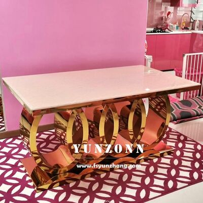 Goede prijs Moderne Audi Luxe Italiaanse Eettafel met antieke marmeren bovenkant staal en metaal voor keuken hotel en thuis eetkamer gebruik online