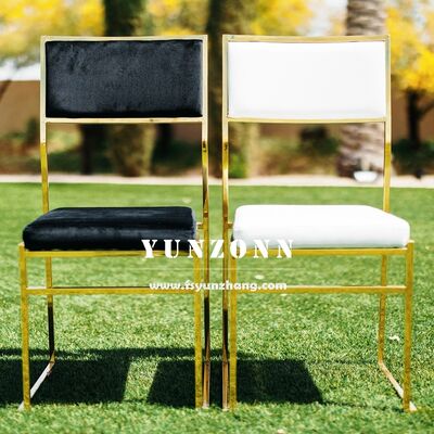 Goede prijs Goedkope Hotel Evenementen Feestmeubilair PU/Fluweel/Stoffen Kussen Goud Roestvrij Staal Bruiloft Eetkamerstoelen online