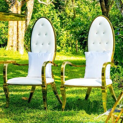 Goede prijs Moderne roestvrijstalen metalen troon Koning en koningin stoelen Bruiloft keizerin stoel voor evenementen Banketten Hotels online